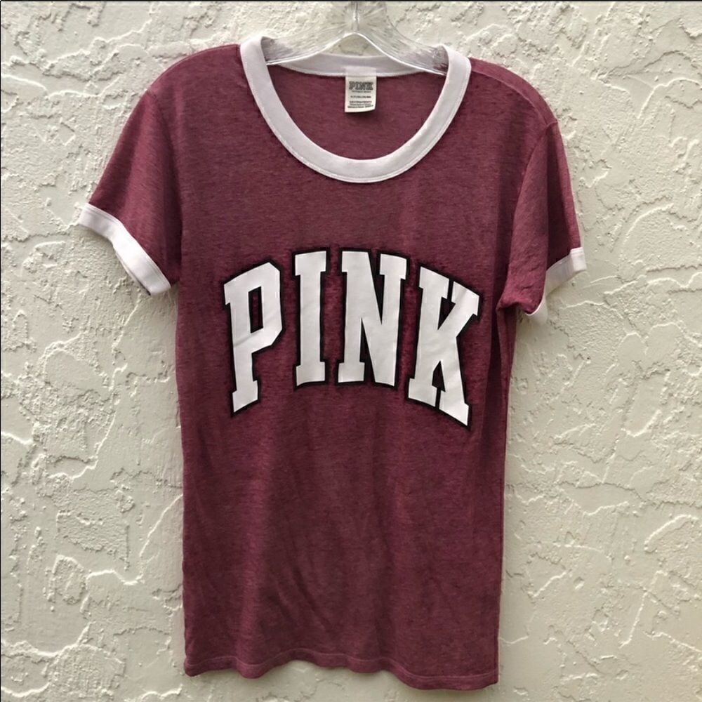 VS PINK Burgundy Short Sleeve Tee Size Small‎